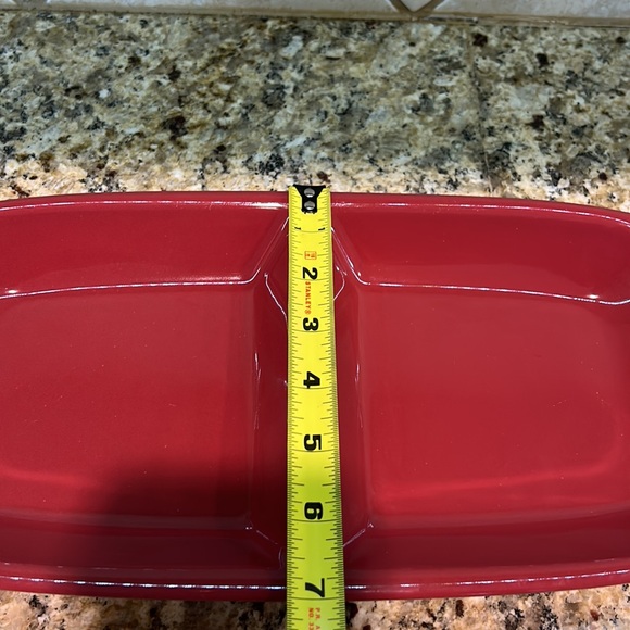 Longaberger Serving Dish Divided Tray Paprika Red 15.5” - Picture 5 of 5